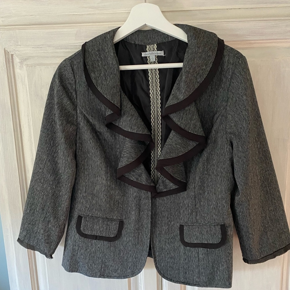 Charlotte Russe Gray Blazer with Black Trim